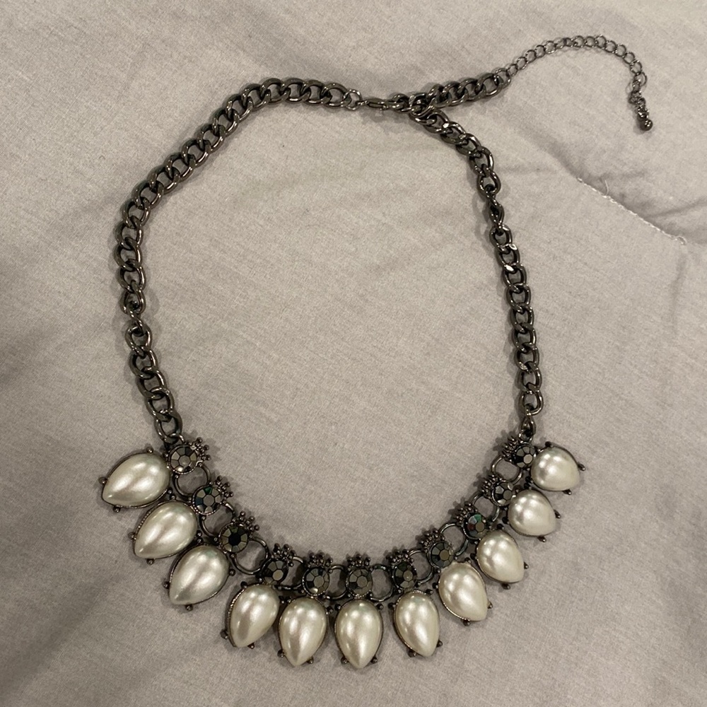 Express Pewter Charcoal Gray Statement Necklace